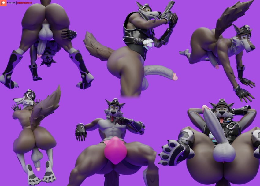 2024 3d 4_toes 5_fingers all_fours anthro anus ass backsack balls barely_visible_anus beanie big_balls big_butt big_penis black_beanie black_claws black_clothing black_footwear black_hat black_headwear black_jacket black_nose black_topwear bottomless bottomless_anthro bottomless_male bulge camseven canid canine canis cheek_tuft circumcised claws clothed clothing digital_media_(artwork) english_description epic_games erection facial_tuft feet fingerless_gloves fingers footwear fortnite front_view furgonomic_headwear furgonomics genitals gloves gun half-closed_eyes hand_on_leg hand_on_thigh hands_behind_head handwear hat headgear headwear hi_res holding_gun holding_object holding_ranged_weapon holding_weapon humanoid_genitalia humanoid_penis inner_ear_fluff jacket looking_back looking_through looking_through_legs male mammal mouth_closed multiple_poses narrowed_eyes nude_anthro nude_male open_mouth penis pink_anus pink_clothing pink_underwear pose purple_background ranged_weapon rear_view side_view simple_background sketch_page solo tail toes tongue tongue_out topwear tuft underwear weapon wendell_(fortnite) wolf yellow_eyes
