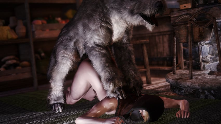 3d blonde_hair canine dark_brotherhood game_screenshot knot lara89 skyrim zoophilia