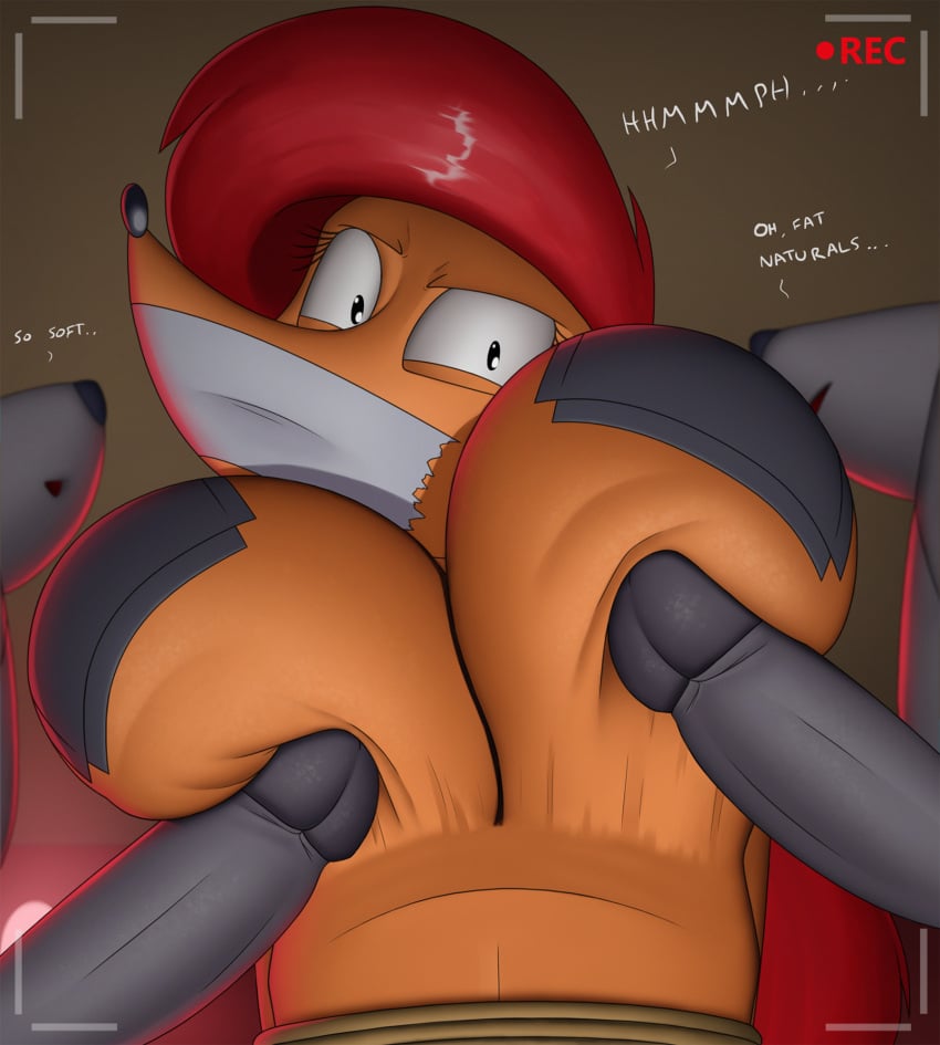 anthro big_breasts big_penis bondage bondage bound breast_play breasts creatiffy digital_media_(artwork) erection eulipotyphlan female fur gag genitals group hair hedgehog hi_res huge_breasts humanoid_genitalia humanoid_penis male male/female mammal murid murine pasties penis rat recording restraints rodent sex simple_background tape tape_gag text trio