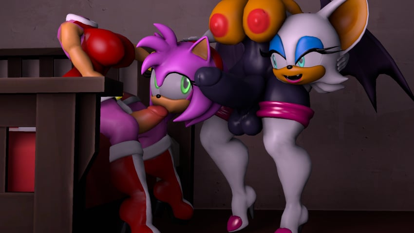 3d 3d_model amy_rose breasts detachable detachable_head fellatio futanari headless headmaster intersex mobian mobian_(species) mobian_bat modular oral penis rouge_the_bat sega sex sonic_(series) sonic_adventure_2 sonic_the_hedgehog_(series) source_filmmaker