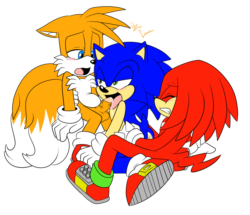 3boys amatsucat anal balls blue_fur cum cum_in_ass cum_in_mouth foreskin furry hedgehog knuckles_the_echidna male male_only mammal oral penis sonic_(series) sonic_3 sonic_the_hedgehog sonic_the_hedgehog_(series) sonic_the_hedgehog_3 tagme tails team_sonic threesome uncut yaoi