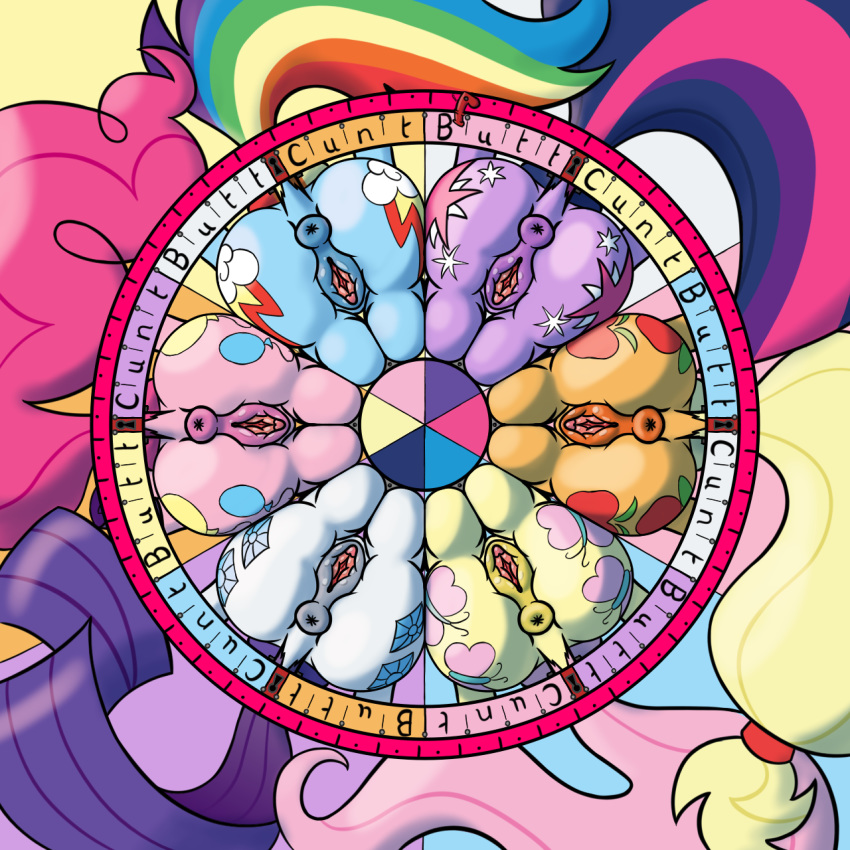 2016 animal_genitalia anus applejack_(mlp) ass cutie_mark earth_pony equine female fluttershy_(mlp) friendship_is_magic horse mammal mane_six_(mlp) my_little_pony pinkie_pie_(mlp) pony puffy_anus pussy rainbow_dash_(mlp) rarity_(mlp) smooth_skin squirrelpony twilight_sparkle_(mlp)