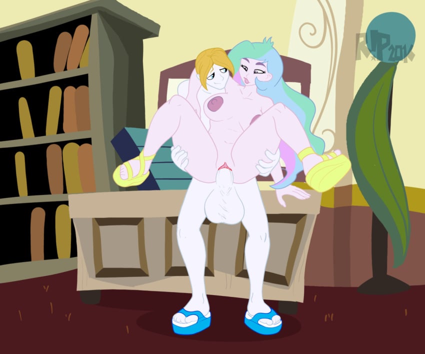 balls breasts clothing feet female foot_fetish footwear friendship_is_magic male my_little_pony office penis prince_blueblood_(mlp) princess_celestia_(mlp) public pussy r!p sandals vaginal_penetration