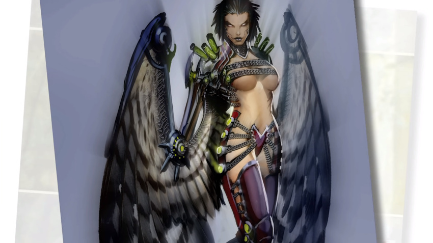 alien alien_girl big_breasts clothed clothing concept_art female harpy lipstick looking_at_viewer scythian_witch_harpy serious_sam video_games wings