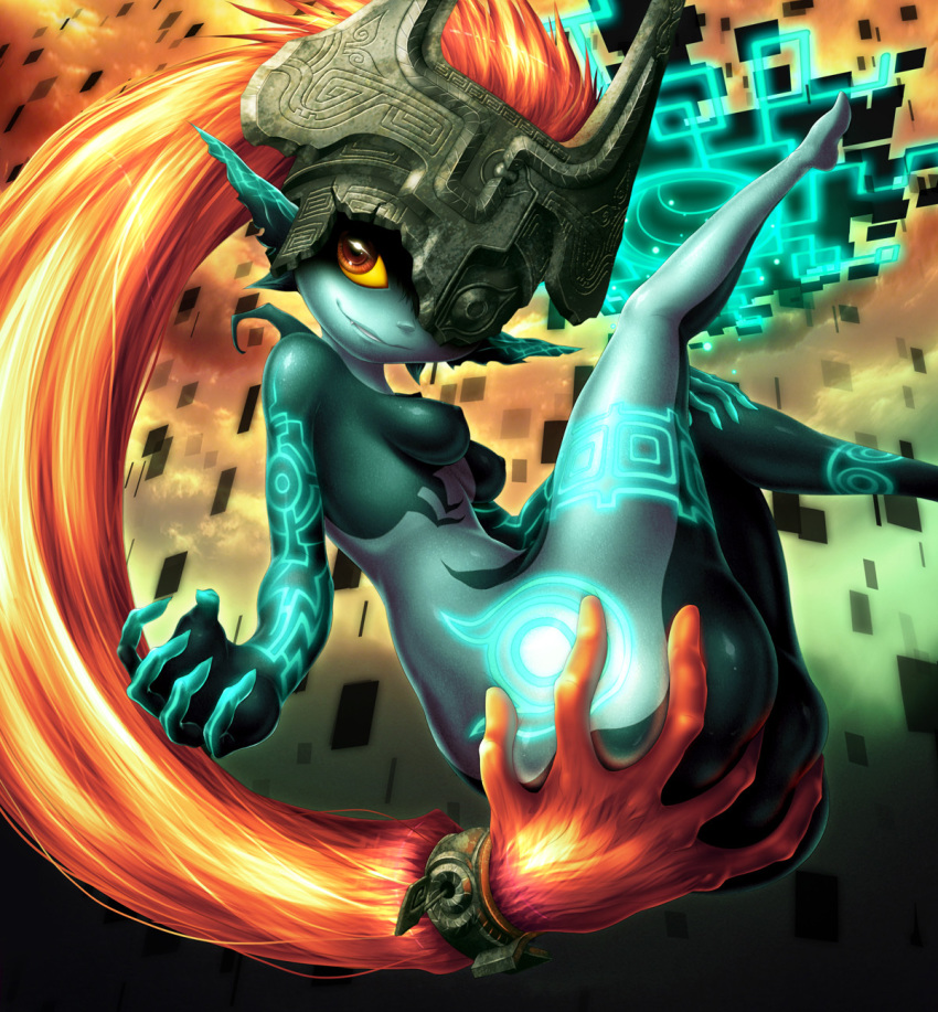 1girls alternate_breast_size areolae ass_grab big_ass breasts eye_contact feet female imp imp_midna looking_at_viewer mask midna nintendo nipples pose prehensile_hair small_breasts smile solo source_request the_legend_of_zelda thick_thighs twilight_princess wide_hips yuqoi