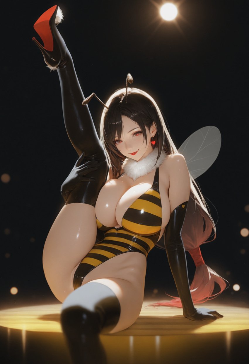 ai_generated bee_costume breasts burningnico final_fantasy final_fantasy_vii final_fantasy_vii_remake honey_bee honey_bee_inn huge_breasts pinup seductive seductive_eyes seductive_look tagme tifa_lockhart