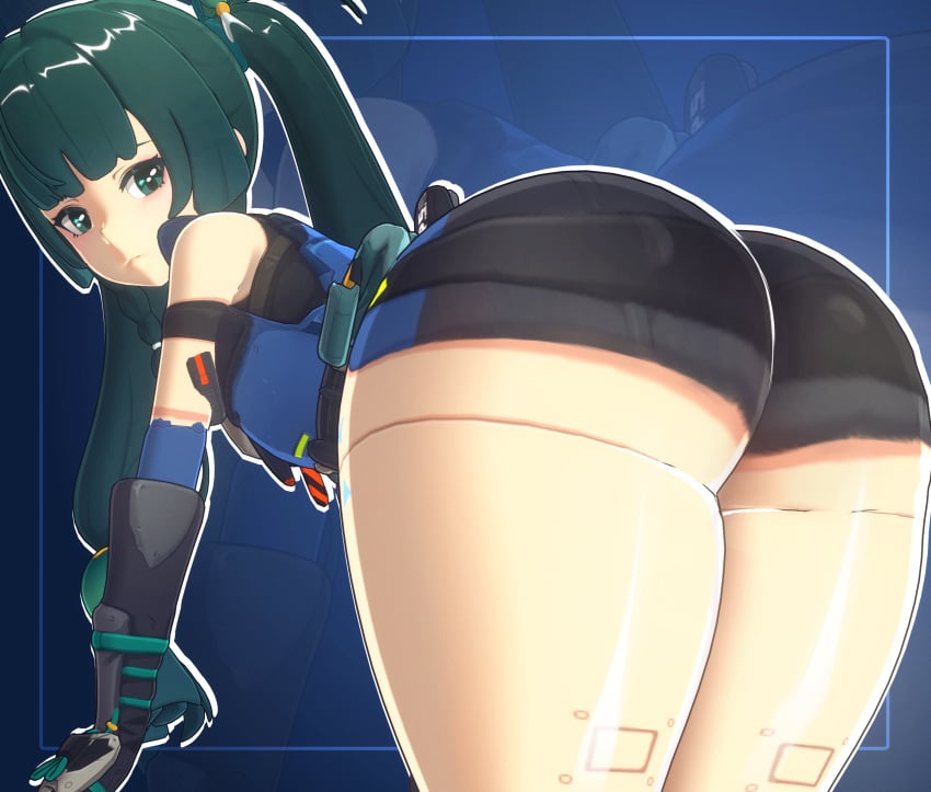 1girls 3d ass bent_over big_ass bottom_heavy bubble_butt dat_ass fat_ass female female_only green_hair hands_on_hips huge_ass large_ass looking_at_viewer looking_back massive_ass png police policewoman qingyi_(zenless_zone_zero) robot robot_girl sala3d solo thick_ass thick_thighs wide_hips zenless_zone_zero