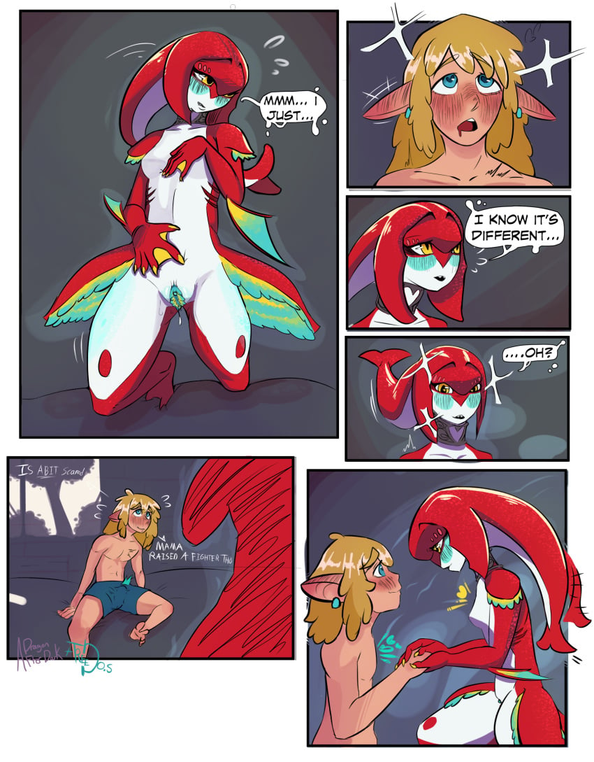 aphrodisiac breath_of_the_wild comic dialogue link link_(breath_of_the_wild) mipha nintendo presenting_pussy tagme the_legend_of_zelda treedos