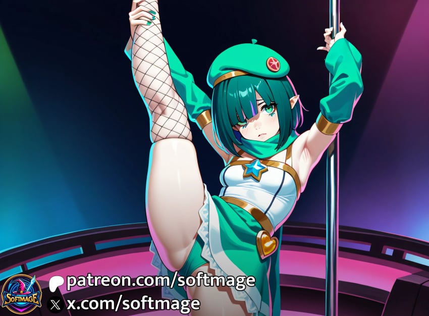 ai_generated anime anime_girl aoi_(princess_connect!) futanari male_on_futa otoko_no_ko otokonoko princess_connect! shemale softmage stripper stripper_pole