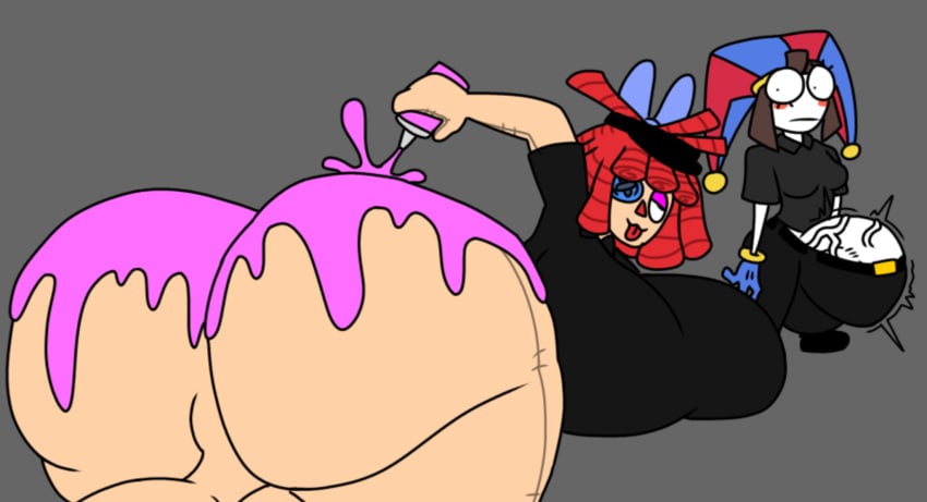 asinine247 ass big_ass boner boner_in_pants futanari intersex pomni pomni_(the_amazing_digital_circus) ragatha ragatha_(the_amazing_digital_circus)
