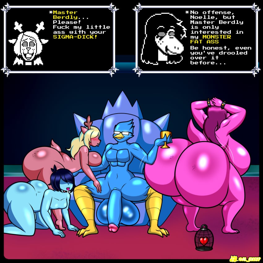 2025 al_gx anthro ass ass_up avian balls berdly big_balls big_breasts big_butt big_penis bird blue_body bodily_fluids boss_monster_(undertale) breast_squish breasts brown_body brown_fur butt_focus cage chair comic container cucked_lesbian cuckold cuckolding cup deer deltarune drooling english_text eyewear female femboy fur furniture genitals glasses group harem heart_symbol hi_res horn huge_breasts huge_butt huge_cock human hypnosis infidelity kris_(deltarune) larger_female male male/female mammal mind_control naked naked_female naked_male new_world_deer noelle_holiday nude orientation_play penis pink_body presenting presenting_hindquarters reindeer reptile saliva scalie shaking shaking_butt size_difference smaller_male spiral_eyes sprite squish submissive susie_(deltarune) text text_box throne twerking undertale_(series)