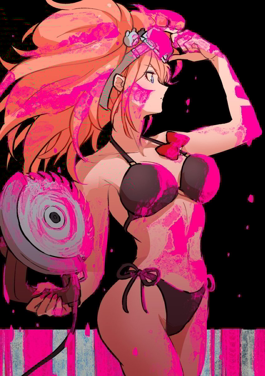 artist_request bikini blonde_hair blood_on_face blood_splatter buzzsaw danganronpa danganronpa:_trigger_happy_havoc danganronpa_(series) goggles gore junko_enoshima tagme