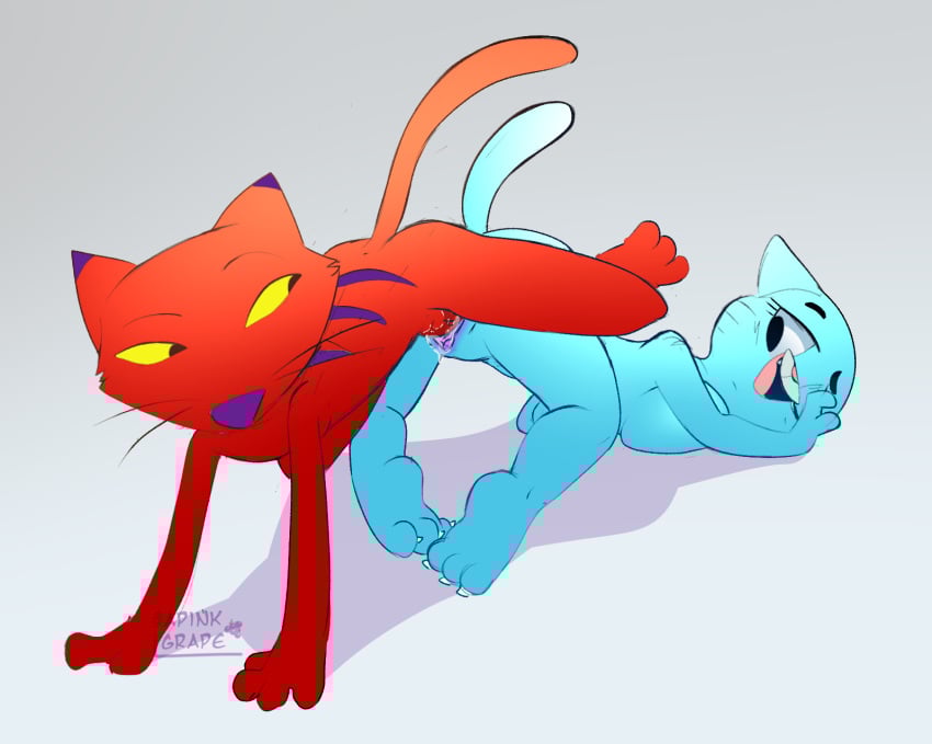 1boy 1girls anthro apinkgrape cartoon cartoon_network commission courage_the_cowardly_dog crossover feline female furry katz_(courage_the_cowardly_dog) male male/female milf nicole_watterson nude the_amazing_world_of_gumball vaginal_penetration