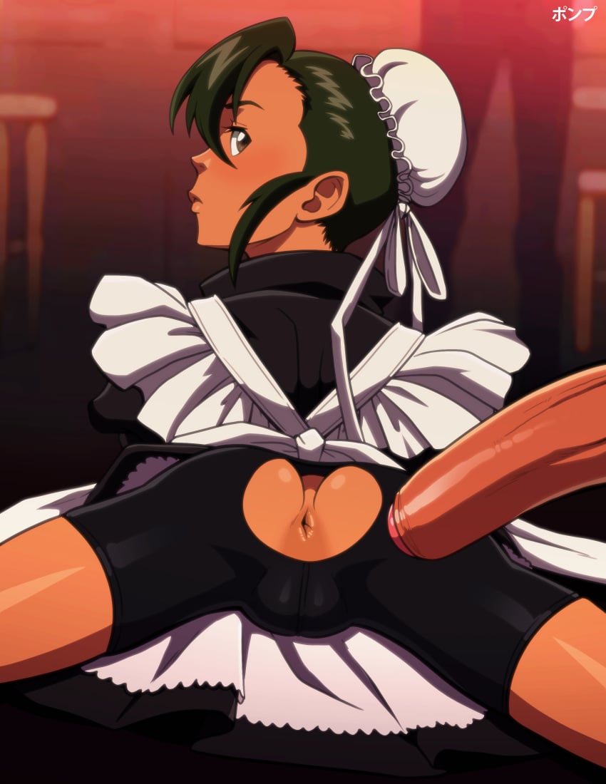 1girls absurd_res anus anus_cutout apron ass bike_shorts black_lagoon black_shorts bun_cover cameltoe cutout disembodied_penis fabiola_iglesias female flaccid from_behind from_behind_position green_hair hair_bun highres imminent_anal imminent_anal_sex imminent_sex large_penis latina looking_at_penis looking_back maid md5_mismatch no_panties penis petite petite_female presenting_anus presenting_ass prone prone_position puffy_pussy pumpkinsinclair single_hair_bun solo spread_legs straight uncensored white_apron