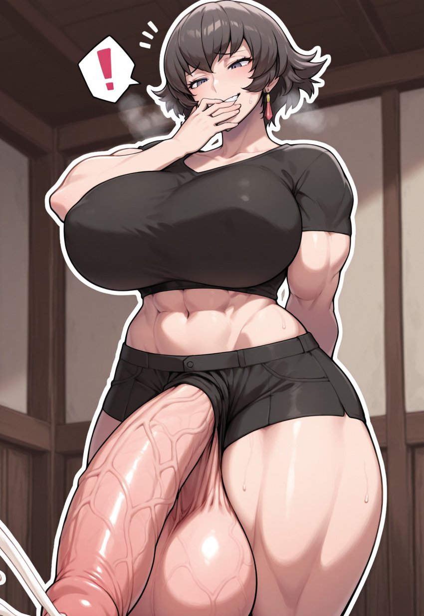 1female 1futa 1girls abs absurd_res absurd_resolution absurdres ai_generated alternate_costume ashamed balls bangs biceps big_biceps big_cock big_penis blush blush_lines blush_stickers blushing_female bright_pupils brown_hair brown_hair_female busty busty_female busty_girl capcom close-up clothed clothed_female clothing comission commission cropped_shirt cum cumshot curvaceous curvaceous_female curvy curvy_body curvy_female curvy_figure dangle_earrings detailed detailed_background dickgirl dickgirl/female earrings ejaculation embarrassed embarrassed_female erect_penis erection exclamation_mark exclamation_point female fiorayne flushed front_view futa_only futa_sans_pussy futanari hand_behind_back hand_on_mouth high_resolution highres home huge_cock huge_testicles indoors intersex jewelry large_breasts large_cock large_penis large_testicles living_room long_penis midriff monster_hunter monster_hunter_rise muscular muscular_female outline penis playful self_upload short_hair short_hair_female shorts six_pack smile smiling solo solo_female solo_focus thick_thighs thunder_thighs upper_body veiny_penis video_game video_game_character video_game_franchise video_games voluptuous voluptuous_female wide_hips