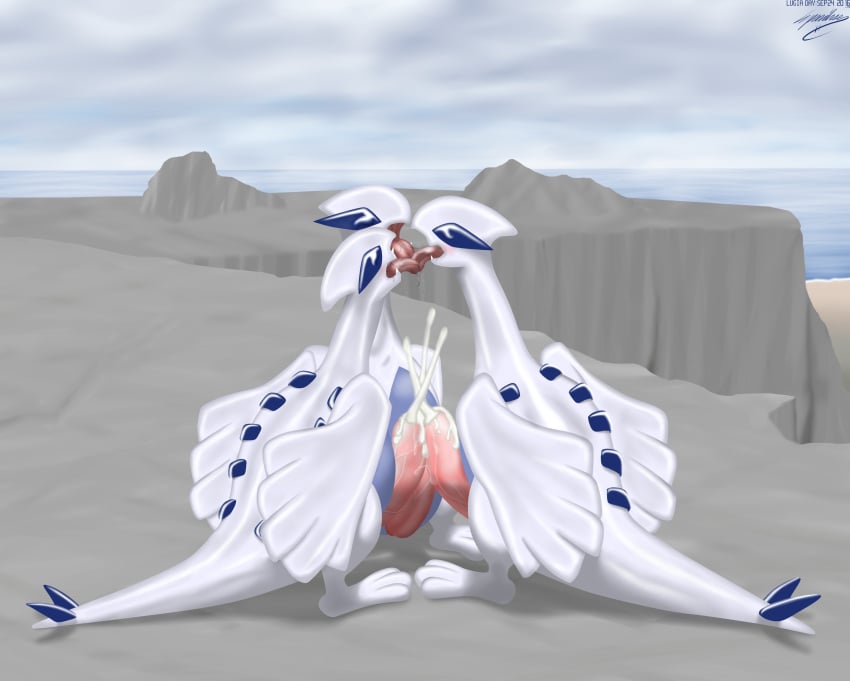 2016 3_toes 3boys alcor_(lugia) algol_(lugia) atik_(lugia) avian blush closed_eyes cloud cloudy cum cumshot ejaculation eparihser erection feathered_wings feathers feral fin frottage gay group group_sex hi_res large_penis legendary_pokemon lugia male male_only nintendo nude open_mouth orgasm original_character outside penis penises_touching plateau pokemon pokemon_(species) rock sea sex sky tail teeth threesome toes tongue tongue_out veins veiny_penis video_games water wings