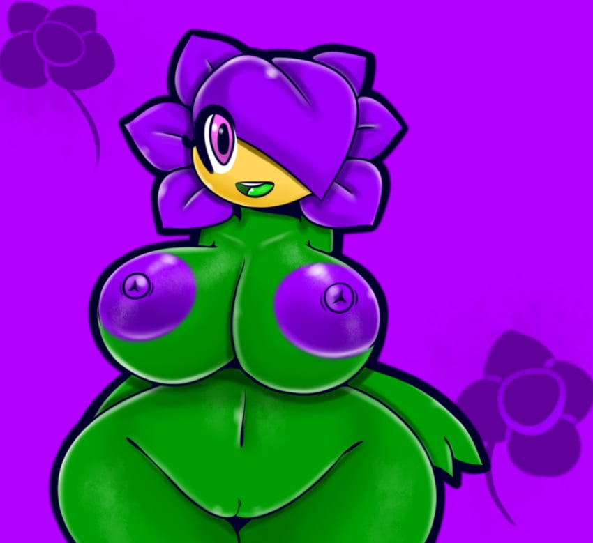 big_breasts breasts female flora_fauna huge_breasts humanoid mysticaldark mysticalheroofdarkness navel nipples open_mouth plant plantie plants_vs_zombies plants_vs_zombies_2:_it's_about_time purpuradark pussy shrinking_violet_(pvz) simple_background solo thick_thighs wide_hips