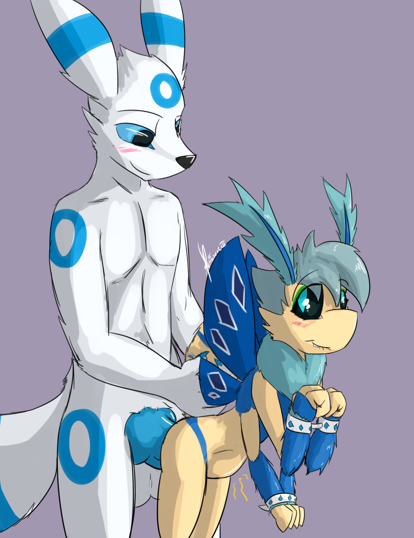 1boy 1girls age_difference alternate_color animal_genitalia animal_penis anthro arthropod big_penis biting_lip blue_penis blush bondage bound bulge eeveelution female fur furry handcuffs insect interspecies lighty male mammal moth nintendo nude original_character penetration penis pokemon proteus sex shackles simple_background size_difference stomach_bulge straight teenager testicles umbreon vaginal_penetration video_games young