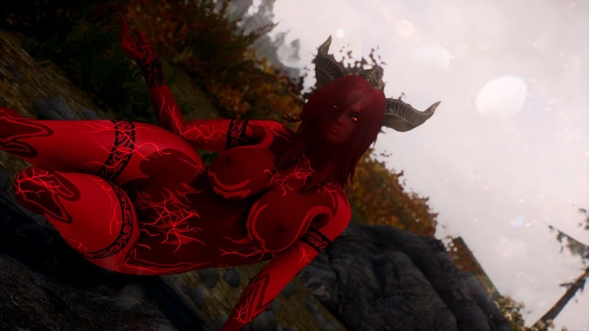 akilandi red_body red_eyes red_hair skyrim skyrim4ever succubus