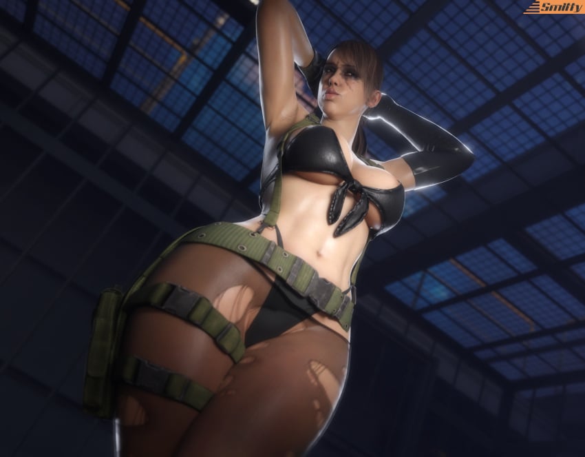 3d 3d_(artwork) abs big_breasts bikini bikini_bottom bikini_top blender_(software) fishnets large_breasts low-angle_view metal_gear_solid pantyhose quiet_(metal_gear) ripped_pantyhose smitty34 tagme voluptuous voluptuous_female