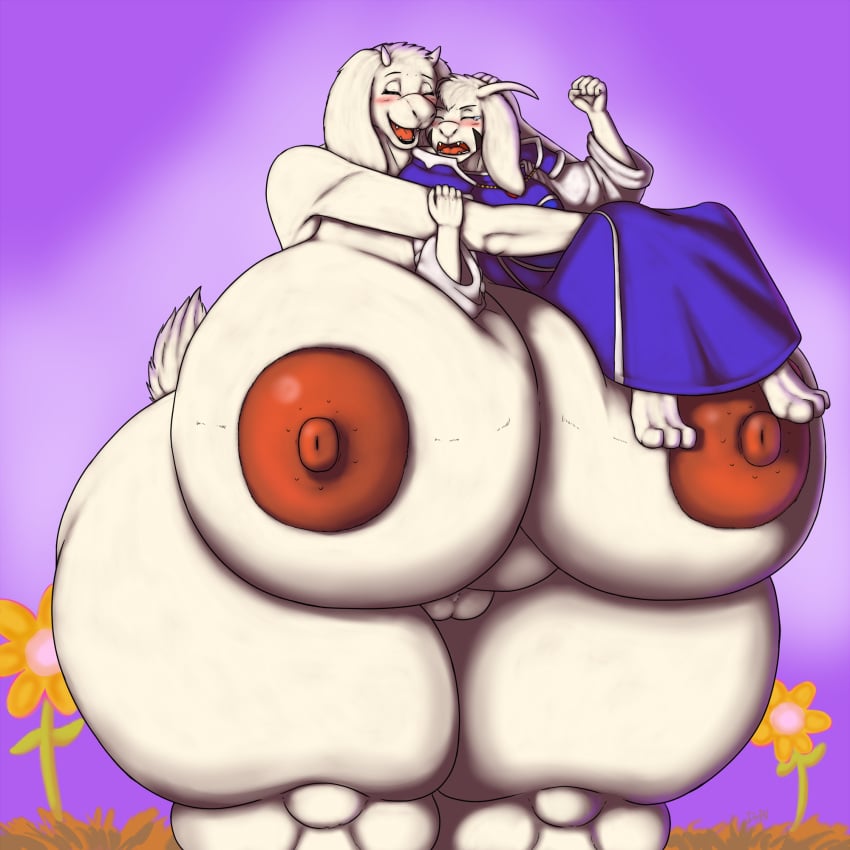 1boy 1girls asriel_dreemurr big_breasts breasts caprine clothed clothing curves dawnrn female flowey_the_flower furry goat huge_breasts hyper hyper_breasts mammal mature_female mother nude overweight overweight_female parent thick_thighs topless toriel undertale video_games wide_hips