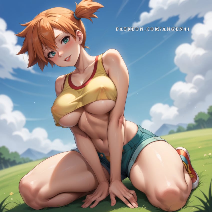 1girls ai_generated angen41 aqua_eyes cameltoe cleavage curvy erect_nipples female ginger ginger_hair huge_areolae huge_ass huge_breasts kasumi_(pokemon) misty_(pokemon) nai_diffusion nintendo orange_hair orange_hair_female pokemon puffy_nipples red_hair red_hair_female redhead short_hair short_hair_female stable_diffusion thick_lips voluptuous wide_hips