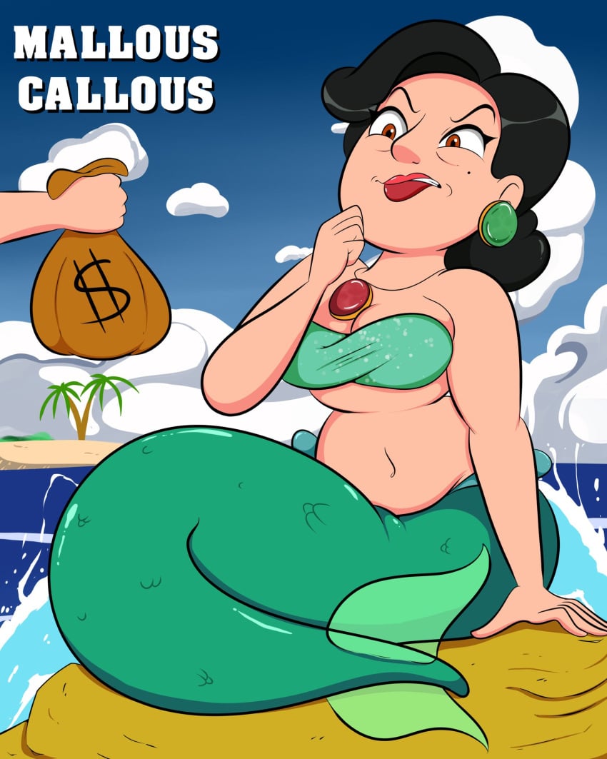 black_hair breasts disney mallouscallous mermaid mermaid_tail milf ming_lee money money_bag pixar pixar_mom sexy thick turning_red unknown_male