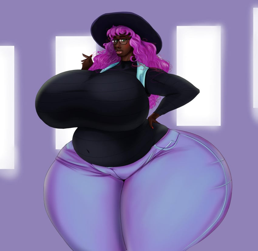 1girls ass big_ass big_breasts big_lips breasts curly_hair dark-skinned_female dark_skin fat_ass female female_focus female_only fully_clothed giant_ass giant_breasts gigantic_ass gigantic_breasts glasses hat high-on-fairydust huge_ass huge_breasts huge_lips huge_thighs hyper hyper_ass long_hair massive_ass massive_breasts massive_thighs round_ass solo thick_ass thick_lips thick_thighs wide_hips