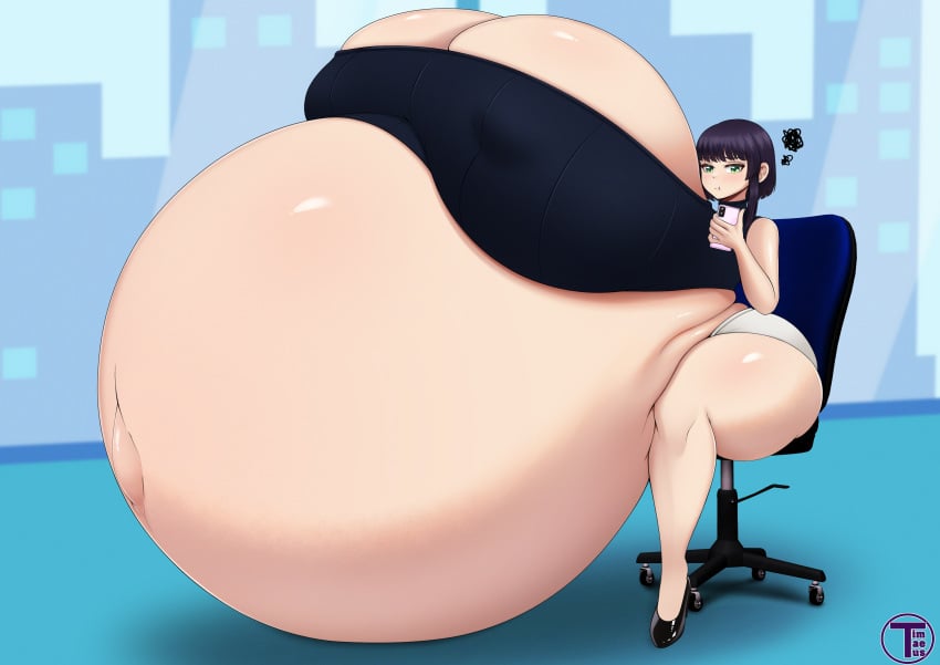 1girls artist_name ass belly belly_bigger_than_body belly_bigger_than_head belly_on_ground big_ass black_hair bloated_belly blush breasts breasts_bigger_than_head breasts_bigger_than_torso breasts_on_belly cellphone clothing female female_focus gigantic_belly gigantic_breasts green_eyes holding_object holding_phone huge_ass hyper hyper_belly hyper_breasts hyper_pregnancy indoors nipple_bulge original original_character phone pout pregnant pregnant_female ready_to_pop round_belly short_hair sitting someone_else's_oc thick_thighs thighs timaeus