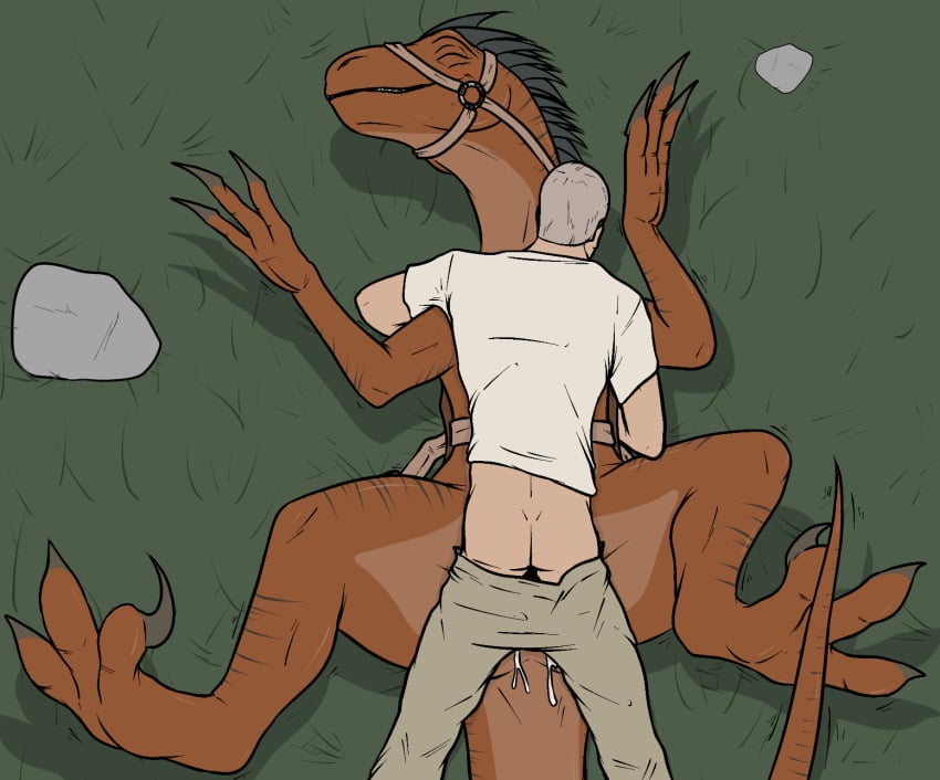 2015 3_toes anal anal_sex ark_survival_evolved ass bird's-eye_view bridle brown_scales claws closed_eyes clothed clothing cum cum_in_ass cum_leaking cum_on_leg cum_on_tail dinosaur duo faceless_male feathers female feral grass grey_hair hair happy harness height_difference high-angle_view hug human human_on_feral interspecies larger_female looking_pleasured lying male male_on_feral male_penetrating mammal methados missionary_position nude on_back on_top outside pants pants_down partially_clothed paws penetration raptor rock saddle scales scalie sex shirt shorter_male size_difference smaller_male smile straight taller_girl teeth theropod toe_claws toe_curl toes zoophilia