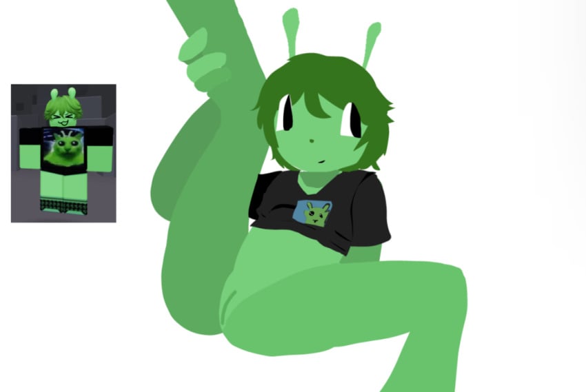 alien antennae furry green_body green_hair half_naked no_panties roblox