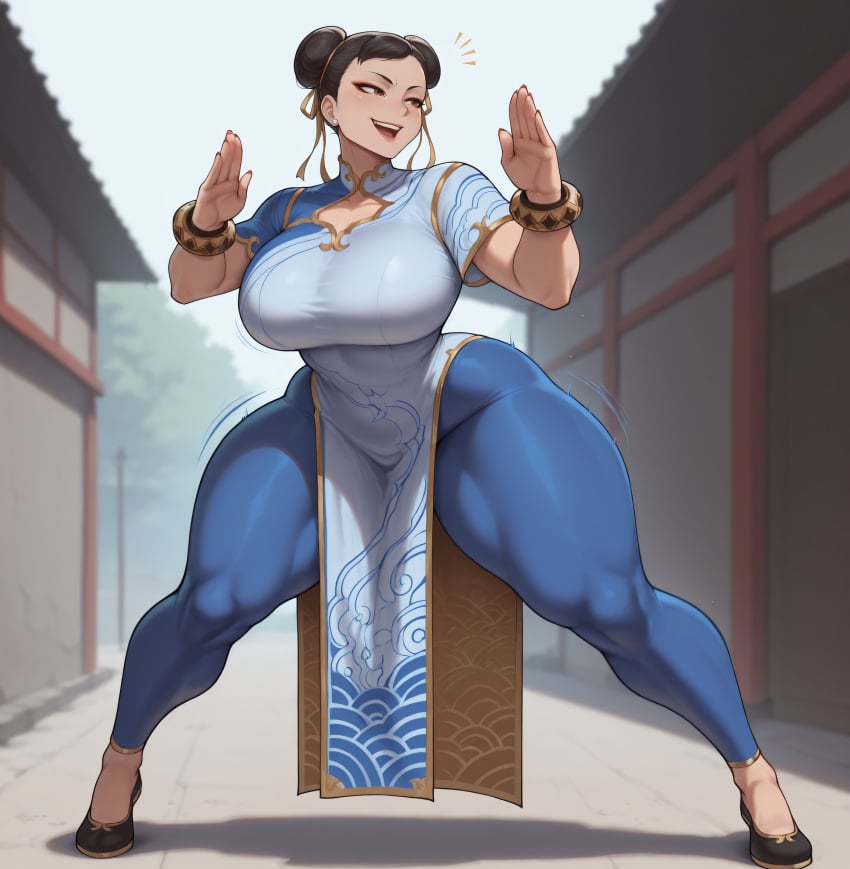 ai_generated chun-li fighting_stance massive_ass massive_breasts smogai street_fighter street_fighter_6 thick_thighs wide_hips