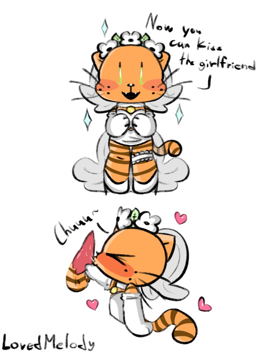 balls dogman_(series) flower_crown gloves lil_petey penis petey_the_cat wedding_dress