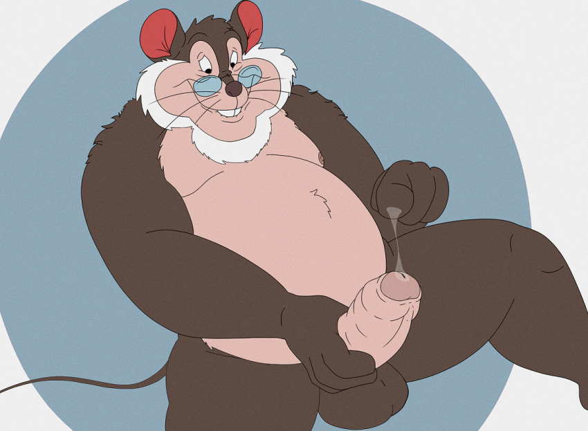 an_american_tail anthro balls buckteeth erection eyewear front_view glasses holding_penis humanoid_penis kimthepancham looking_down male male_only mammal mature_male moobs mouse nude overweight overweight_male papa_mousekewitz partially_retracted_foreskin penis precum precum_string reclining rodent smile solo spread_legs spreading teeth uncut whiskers