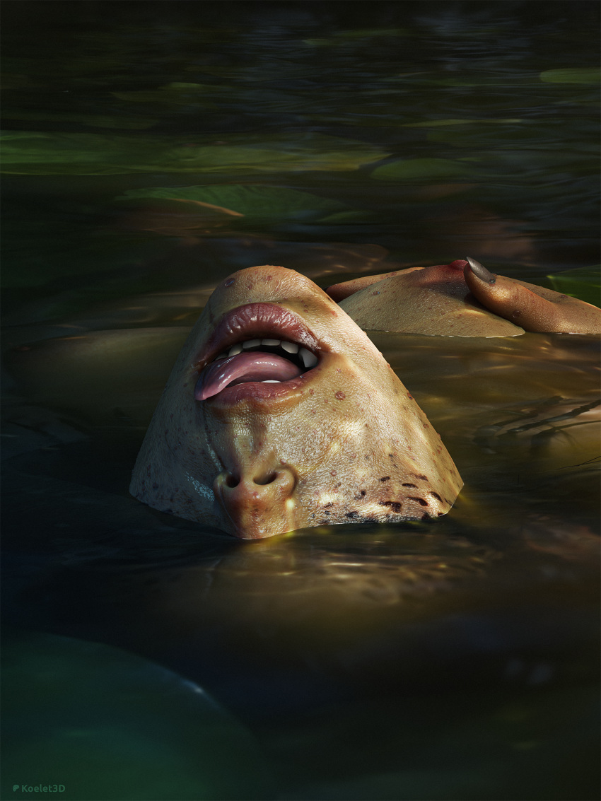 1girls 3d baldur&#039;s_gate baldur&#039;s_gate_3 breasts dungeons_and_dragons female githyanki koelet3d lae&#039;zel mouth nipples partially_submerged tongue water