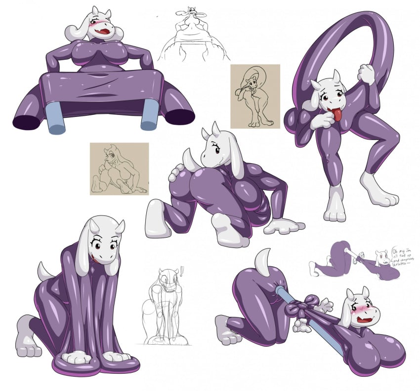 anthro arms_tied autocunnilingus blush boss_monster_(undertale) bound bovid breast_pull breasts caprine clothing dlrowdog elastic elastic_body english_text exclamation_point female female_focus fingers_in_pussy genitals goat goat_humanoid hands_behind_back hi_res horn horns huge_breasts latex latex_clothing licking mammal masturbation mature mature_female monster oral oral_masturbation presenting pussy self_lick skintight_bodysuit skintight_suit solo stretched_pussy stretchy stretchy_girl tail text tight_clothing tongue toriel undertale undertale_(series) vaginal_masturbation vaginal_penetration what white_fur wtf