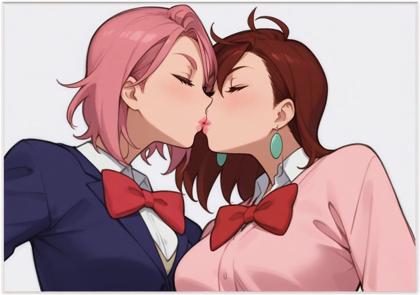 2girls ai_generated ayase_momo dandadan flirting girl_on_girl kissing lesbian_couple lesbian_domination lesbian_kiss lovers shiratori_aira_(dandadan) yuri yuri yuri