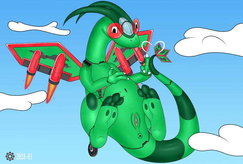 1girls 2018 3_fingers 3_toes aircraft animatronic anus belly black_eyes blue_background claws clitoris cloud clouds day digital_media_(artwork) dragon feet female female_only feral flat_chest flygon flying green_skin heart living_aircraft living_machine looking_at_viewer machine middle_finger navel nintendo no_nipples nude outdoors outside paws pokémon_(species) pokemon pokemon_(species) pokemon_rse presenting puffy_anus pussy robot scalie sky smile soles solo solo_focus spread_legs spreading tail text the-cog toes tongue tongue_out video_games watermark wings