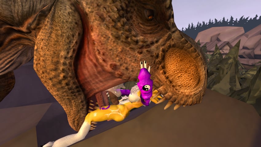 3d animal_genitalia animal_penis breasts canine claws cum digimon dinosaur equine_penis fox fur horsecock intersex lounge mammal nude penis pygmalion_(artist) renamon saliva size_difference source_filmmaker teeth theropod tyrannosaurus_rex