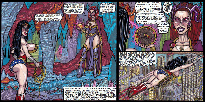 2girls big_ass big_penis brainwashed brainwashing breasts circe_(dc) dark-skinned_male dark_skin dc_comics english_text hypnosis hypnotized large_breasts mind_control theseus9 wonder_woman wonder_woman_(series)