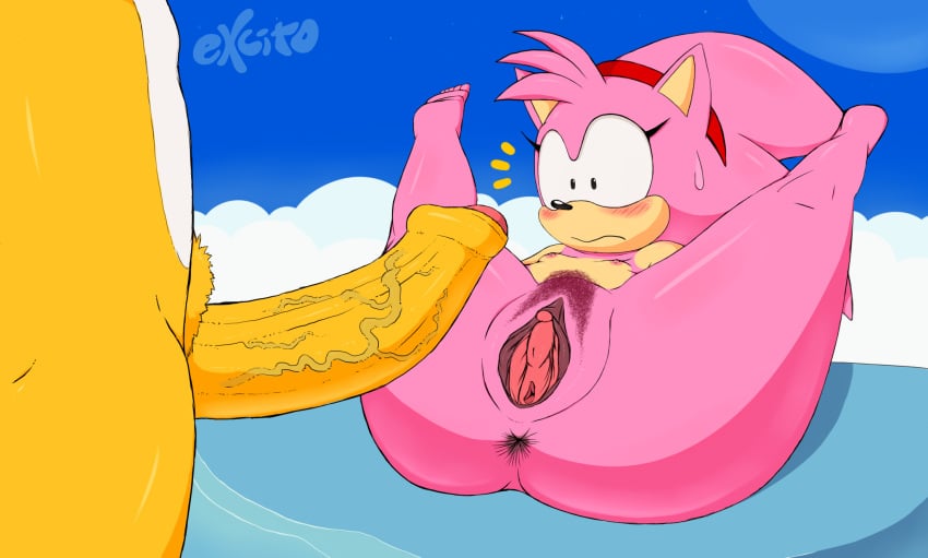 5_toes :s amy_rose anus ass barefoot blush breasts canine classic_amy_rose clitoris cloud cute dat_ass excito eyelashes fat_mons flat_chest foreskin fox headband hedgehog huge_cock imminent_sex looking_at_penis mammal nude penis penis_awe pink_fur pink_spines presenting_hindquarters presenting_pussy pubes pubic_hair pussy sega shocked slightly_chubby sonic_(series) sonic_the_hedgehog_(series) sweatdrop tails uncensored uncut veiny_penis vulpine young