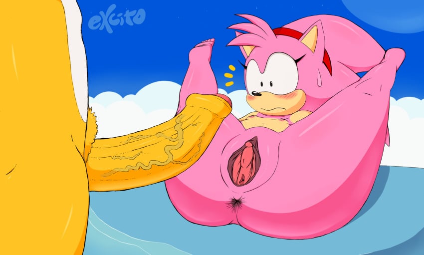 5_toes amy_rose anus ass barefoot blush breasts canine classic_amy_rose clitoris cloud cute dat_ass excito eyelashes fat_mons flat_chest foreskin fox headband hedgehog huge_cock imminent_sex mammal nude penis penis_awe pink_fur pink_spines presenting_hindquarters presenting_pussy pussy sega shocked slightly_chubby sonic_(series) sonic_the_hedgehog_(series) tails uncensored uncut veiny_penis vulpine young