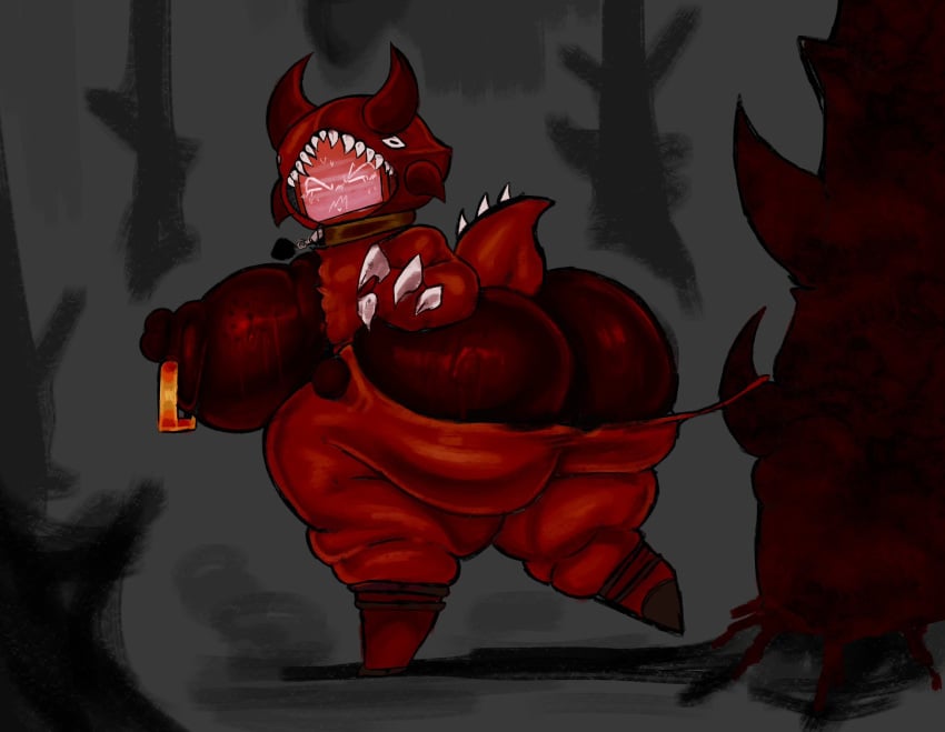 1girls big_ass big_breasts claws cosplay disumisu2 drako_veeronica drakobloxxer female female_only forsaken_(roblox) functionally_nude horns hyper nipple_piercing onesie red_body roblox roblox_game robloxian robot robot_girl sweat tagme torn_clothes tv_head veeronica