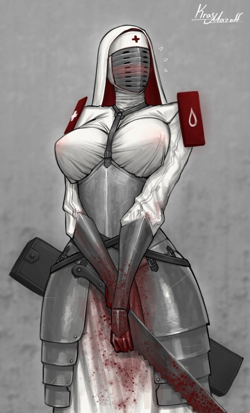 1girls alternate_version_available female horny horny_female krasmazoff mask masked masked_female nipples_visible_through_clothing trench_crusade
