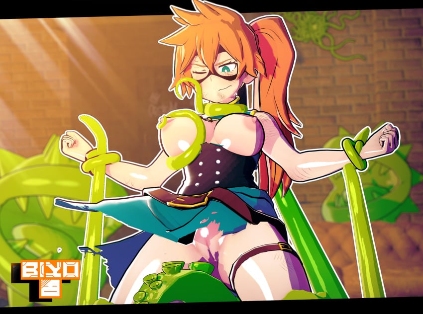 3d belt biyo boku_no_hero_academia bondage breast_squeeze breasts breasts_out defeated defeated_heroine domino_mask hero_outfit_(mha) itsuka_kendou my_hero_academia nipples nipples_outside ponytail raped restrained ripped_clothing tentacle tentacle_grab tentacle_in_pussy tentacle_rape tentacle_sex thick_thighs