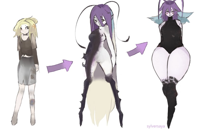 animal_humanoid anthro arthropod arthropod_humanoid blattodea cockroach cockroach_humanoid duo female group hi_res human humanoid insect_humanoid insects mammal solo sylversaya to transformation