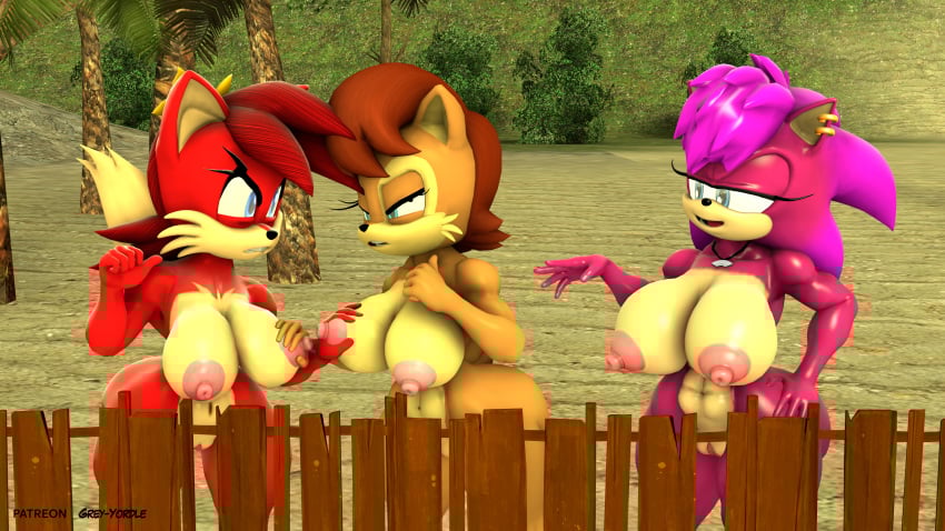 3d 3d_(artwork) anthro areolae ass barefoot beach breasts busty canine canis child_bearing_hips chipmunk completely_nude completely_nude_female curvaceous curvy erect_nipples eulipotyphlan female female_focus female_only fiona_fox fox furry furry_only grey-yordle ground_squirrel hedgehog huge_ass huge_breasts mammal multiple_girls nipples nude nude_female pussy rodent sally_acorn sciurid seductive sfm sonia_the_hedgehog sonic_(series) thick thick_ass thick_thighs vagina voluptuous wide_hips