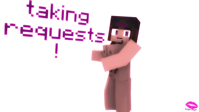 3d big_breasts breasts brown_hair character cubic_breasts female female_only illustration minecraft nude purple-magic purple_eyes solo tagme