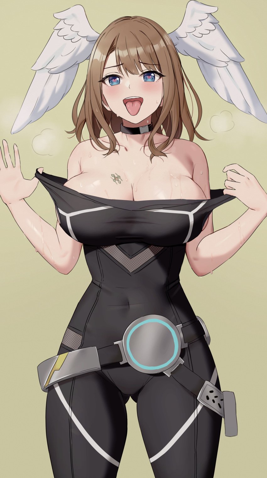 1girls absurd_res amayo_thranana asymmetrical_bangs asymmetrical_hair bare_shoulders black_bodysuit black_legwear black_tank_top blue_eyes bodysuit breast_tattoo breasts brown_hair busty cleavage curvy drooling eunie_(xenoblade) female female_only head_wings heart-shaped_pupils highres horny horny_female hourglass_figure large_breasts legwear long_hair monolith_soft nintendo removing_clothing saliva sweat sweating tank_top tattoo tattoo_on_chest thick_thighs thighs tongue tongue_out undressing wide_hips wings xenoblade_(series) xenoblade_chronicles_3