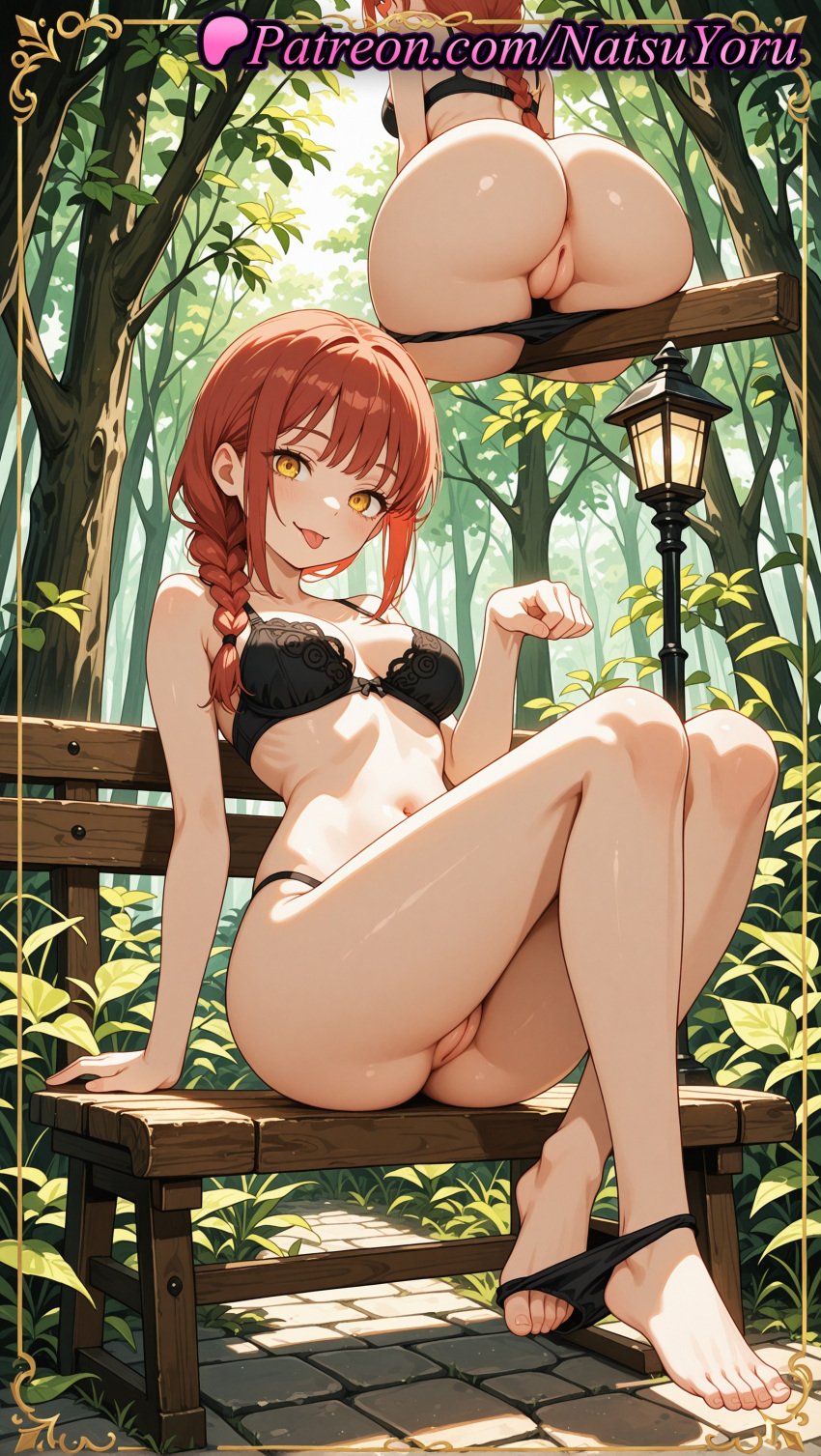 1girls 2025 ai ai_assisted ai_generated anime anime_style anus asian ass asshole bangs bare_arms bare_shoulders barefoot bench black_bra black_panties bow_bra bra braid braided_ponytail breasts bust busty caucasian chainsaw_man cleft_of_venus crossed_legs day feet female female_focus female_only foot_fetish forest full_body hair_over_shoulder hentai hi_res high_quality high_resolution highres juicy_butt labia labia_majora lace-trimmed_bra lamppost legs long_hair looking_at_viewer makima_(chainsaw_man) medium_breasts multiple_views natsuyoru nature navel non-asian on_bench oshiri outdoors panties panties_down pantsu panty_pull park_bench patreon paw_pose plant pussy red_hair ringed_eyes sitting smile soles solo solo_female spread_toes stable_diffusion stomach thighs toenail_polish toenails toes tongue tongue_out tree uncensored underwear underwear_only vagina voluptuous voluptuous_female yellow_eyes